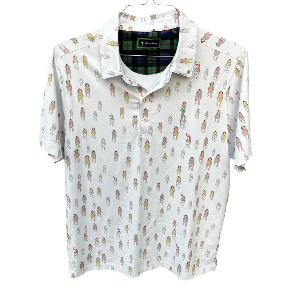William Murray Golf Polo “And They’re Off” Jockey Horse Men Medium Equestrian